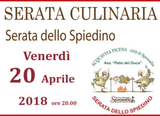 Associazione Palio del Duca, serata di arte culinaria dedicata allo spiedino