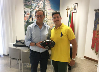 Il presidente dell’Unione Rugby in visita dal sindaco Pasqualino Piunti