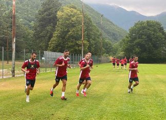 Samb, doppio allenamento nel ritiro di Sefro per i rossoblù di mister Donati