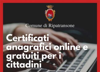 Ripatransone, certificati anagrafici online e gratuiti per i cittadini dal 15 novembre
