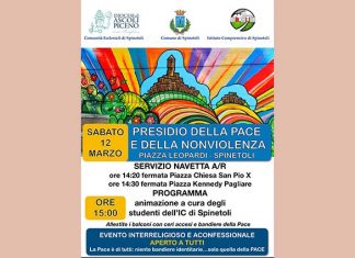 Spinetoli, domani un presidio per la pace in Piazza Leopardi