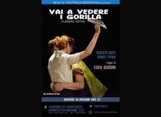 “Vai a vedere i gorilla”, il 16 maggio spettacolo all’Auditorium Pacetti di Monteprandone