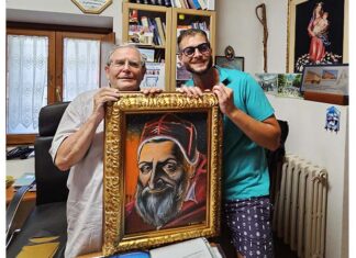 Donato Gentili dona un ritratto di Sisto V per la riapertura della chiesa di Santa Lucia