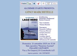 Alchimie d’Arte, Gino Marchitelli presenta il romanzo noir “Lago nero” a Centobuchi