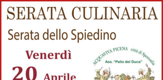 Associazione Palio del Duca, serata di arte culinaria dedicata allo spiedino