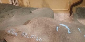 Cupra, imbrattata la scultura “La culla del delfino” di Nazzareno Tomassetti