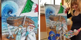 “Siamo sulla stessa barca”, l’opera di Samanta Massicci dedicata a chi lavora in prima linea per l’emergenza