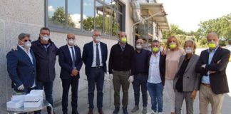 Covid, arriva la mascherina riciclabile “Breath You”. Ceriscioli e Cesetti alla presentazione a Montegranaro