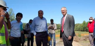 Sopralluogo di Ceriscioli e Biancani al cantiere del fiume Foglia: «Dagli allagamenti agli investimenti»