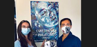L’artista Mario Vespasiani dona mascherine d’autore al centro di terapie inalatorie San Biagio di Fermo