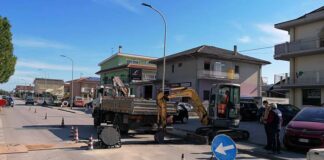 Centobuchi, lavori in corso per nuovi attraversamenti pedonali rialzati in via Circonvallazione sud