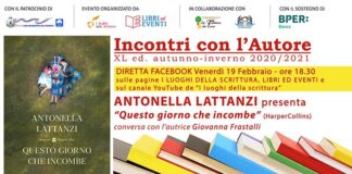 “Incontri con l’Autore in Streaming”, Antonella Lattanzi ospite il 19 febbraio. Ecco il programma