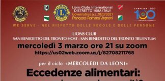 Lions Club di San Benedetto, il 3 marzo un convegno sulle eccedenze alimentari