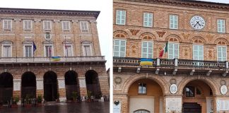 Bandiera dell’Ucraina sui palazzi comunali di Macerata e Civitanova