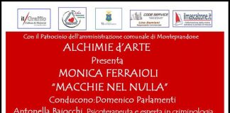 Alchimie d’Arte, Monica Ferraioli presenta “Macchie nel nulla” il 23 aprile a Centobuchi