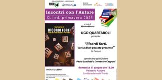 “Ricordi Forti”, il libro di Ugo Quartaroli domenica alla Palazzina Azzurra