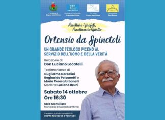 Fra’ Ortensio Urbanelli, il ricordo del biblista nella Sala Consiliare di Cupra Marittima