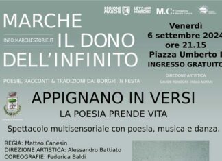 “Appignano in versi. La poesia prende vita”, spettacolo multisensoriale il 6 settembre in Piazza Umberto I