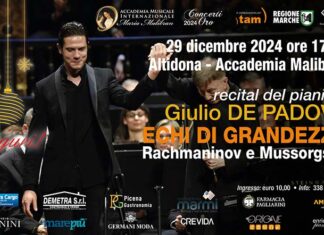 “Echi di grandezza” all’Accademia Malibran di Altidona con il recital del pianista Giulio De Padova