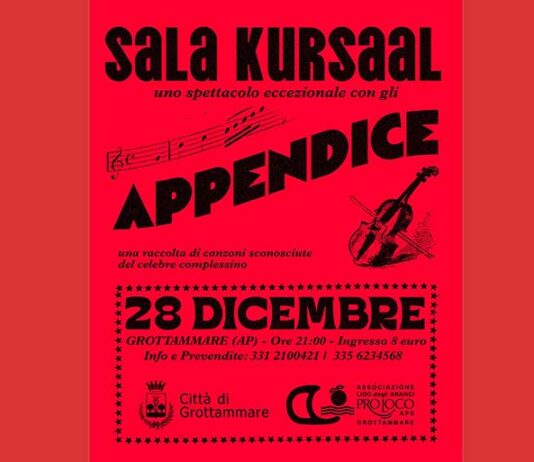 “Appendice” in concerto il 28 dicembre al Kursaal di Grottammare