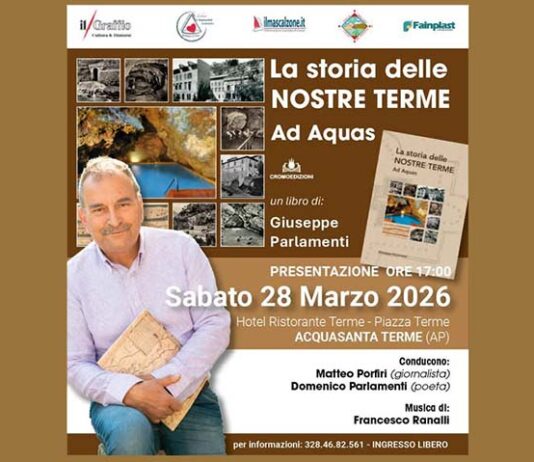 Alchimie d’Arte ad Acquasanta con il libro “La storia delle nostre Terme” di Giuseppe Parlamenti