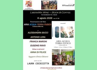“Aria, Acqua, Terra, Fuoco”: il 6 agosto la presentazione presso LiberaMia Wine-Book & Coffee